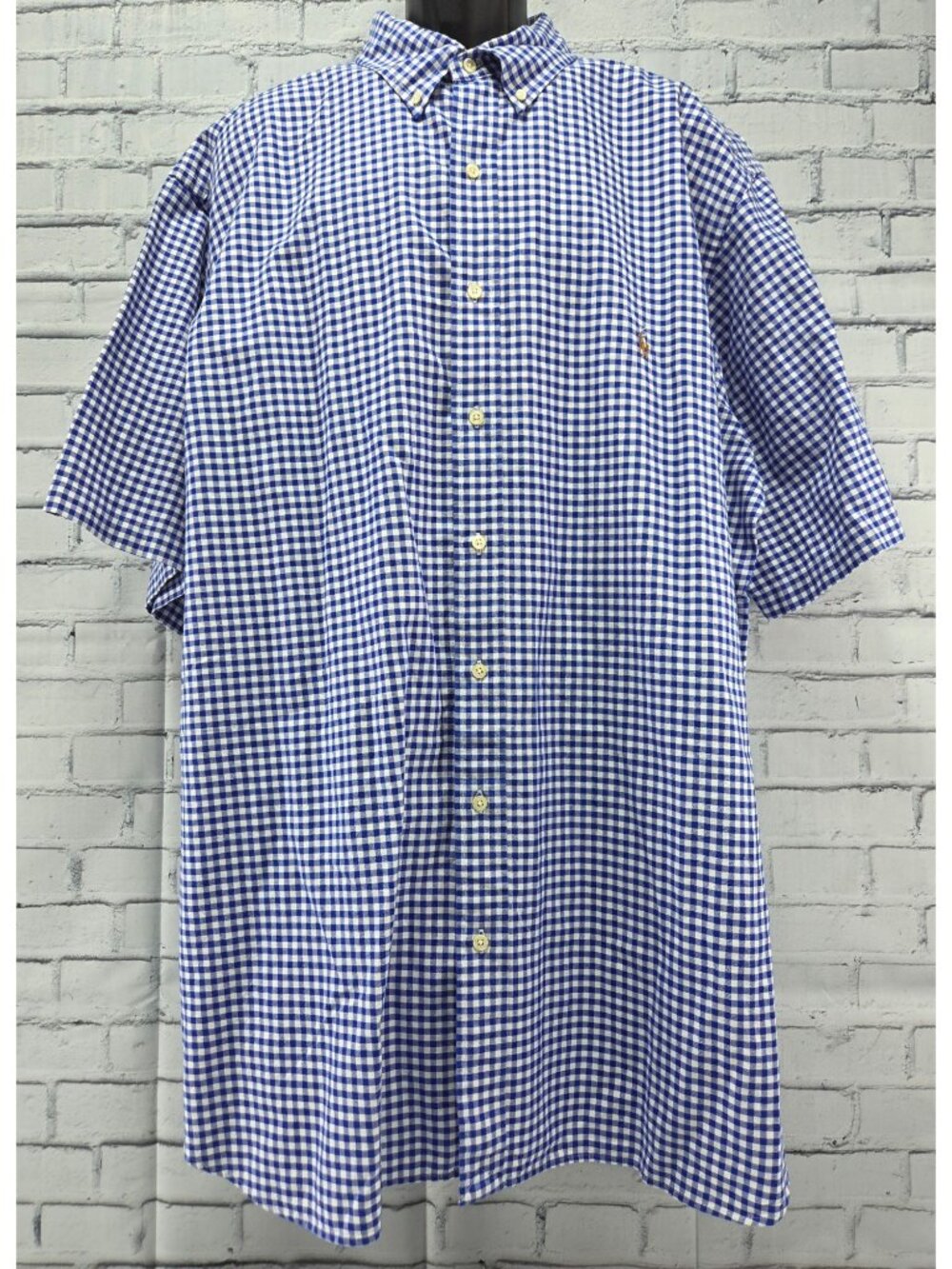 Ralph Lauren Classic Fit Blue Check Short Sleeve Shirt 2XLT